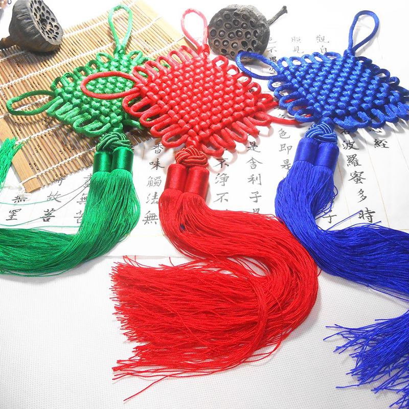 玄关挂门上中国风手工绿中国结盘长新中式丝线编织绿色墙挂小挂饰