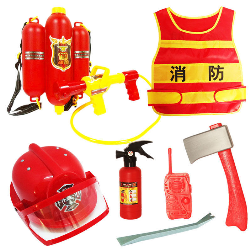 仿真儿童消防员玩具灭火器大号过家家幼儿园演出道具灭火筒喷水枪