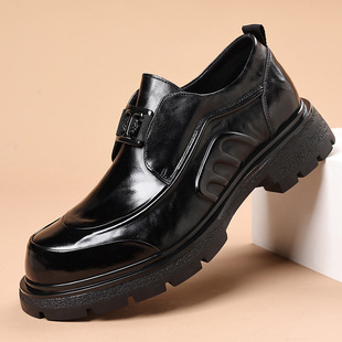 头层牛皮男士商务正装男鞋真皮厚底增高皮鞋男轻奢高端单鞋男新款