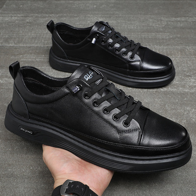 头层牛皮板鞋男款高级感休闲鞋男