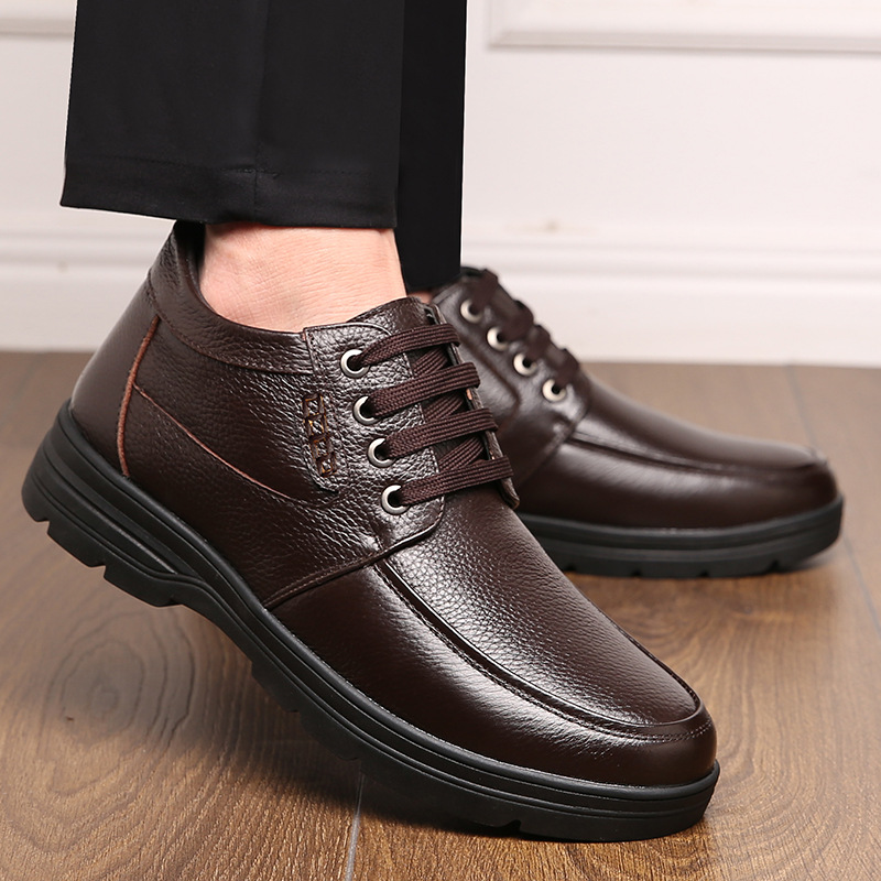 轻便高帮皮鞋2025新款加绒男鞋羊