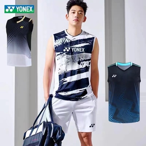 2024yy新款夏季羽毛球服男款无袖速干透气短袖背心男套装定制