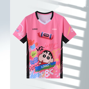 2025新款联名男女款蜡笔小新羽毛球服速干夏季上衣训练运动比赛服