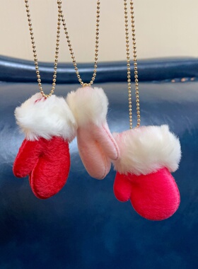 韩国 小手套 毛茸茸吊坠项链 秋冬新 长款毛衣链 链长约70cm