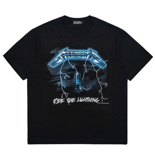 METALLICA重金属乐队重磅男女短袖摇滚T恤宽松夏季透气落肩圆领潮