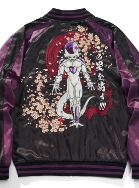 春秋龙珠动漫弗利萨刺绣夹克棒球服横须贺男上衣外套紫色缎面卡通