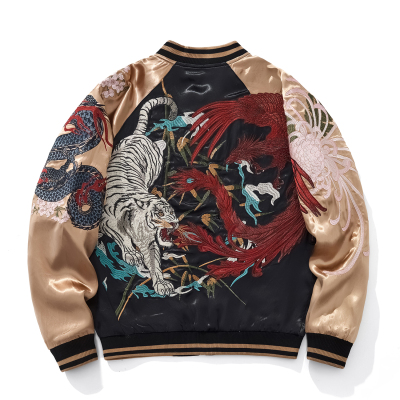 新款国潮二代四神兽横须贺龙刺绣夹克外套男女朱雀玄武老虎棒球服