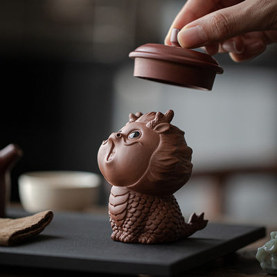 紫砂茶宠摆件精品可养招财神兽十二生肖龙茶玩茶具茶桌茶台盖置托