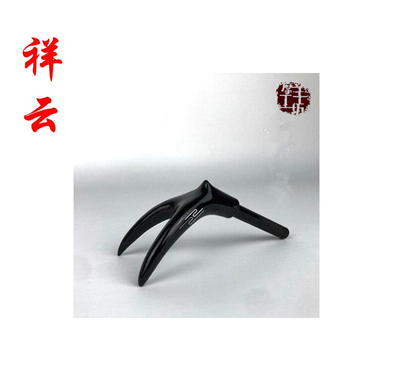 鱼竿手工木支架头红木羊角头竿前炮台木质万力前叉头竿架丫头镶嵌