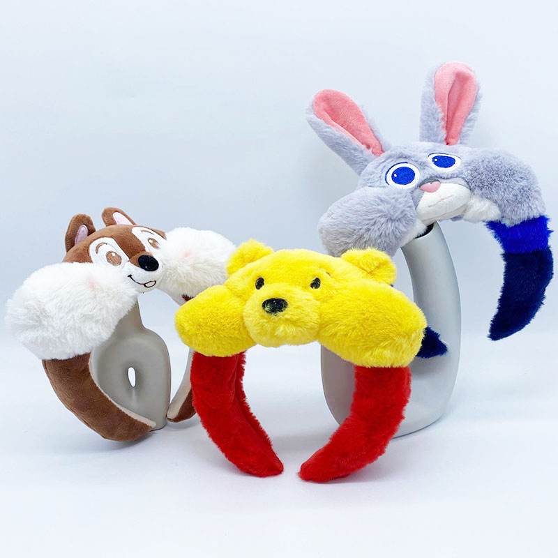 奇奇维尼熊噗噗朱迪兔毛绒发箍可爱卡通头箍发饰乐园头饰洗脸发卡