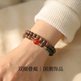 沉香手串天然和田玉叠戴巨好看的手链女士盘玩本命年女礼物饰品