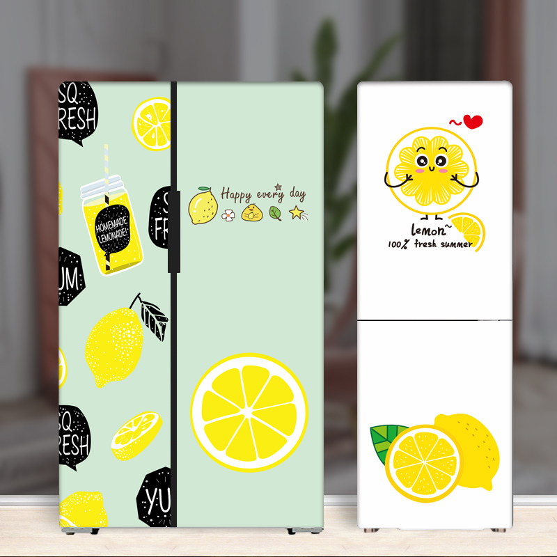防水自粘创意可爱卡通柠檬夏季清新水果冰箱冰柜贴纸厨房装饰柜贴
