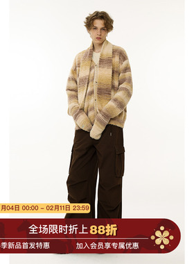 Unvesno (UN) New Vintage美拉德风泰迪绒渐变围巾保暖冬季针织衫