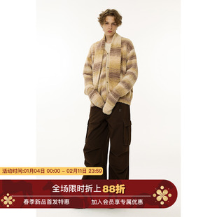 Unvesno (UN) New Vintage美拉德风泰迪绒渐变围巾保暖冬季针织衫