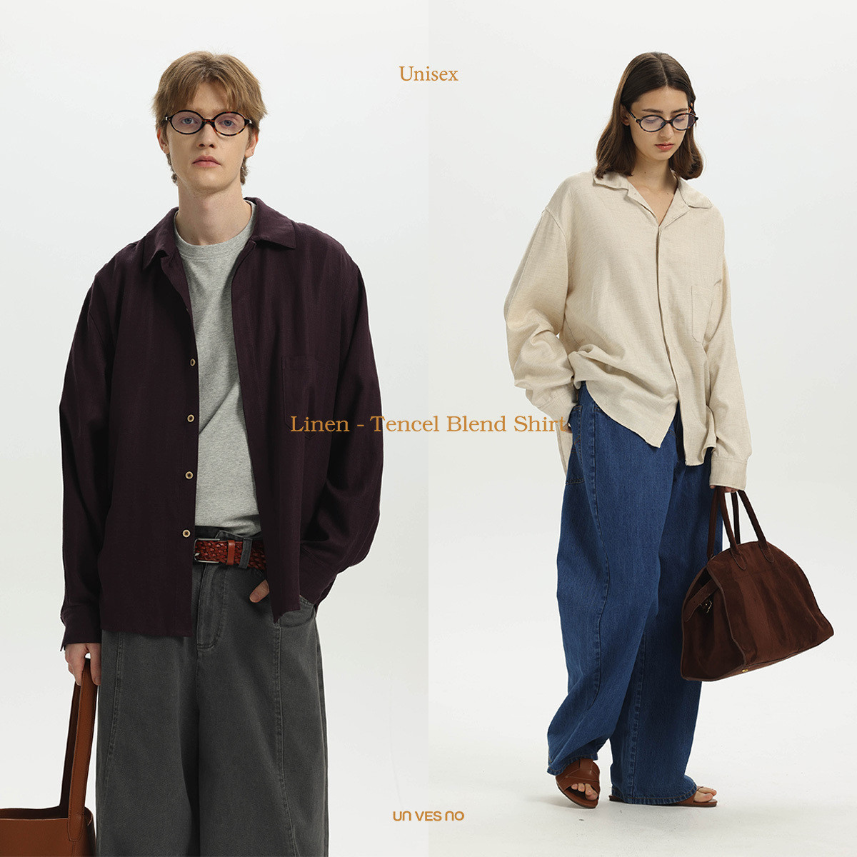 【莱赛尔亚麻混纺】Unvesno(UN)无刺感老钱row风慵懒抗皱休闲衬衫