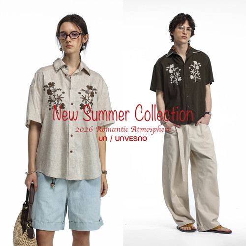 【重工花朵刺绣】Unvesno(UN)Staycation中古亚麻莱赛尔混纺衬衫