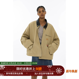 美拉德风厚皮领vintage工装 Unvesno 廓形短款 保暖冬季 夹克外套