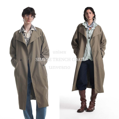 【Row风】Unvesno(UN)老钱风简约立领宽松廓形休闲长款风衣秋季