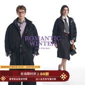 90白鸭绒 Unvesno Barnfit 老钱风编织皮领拼接短阔羽绒服