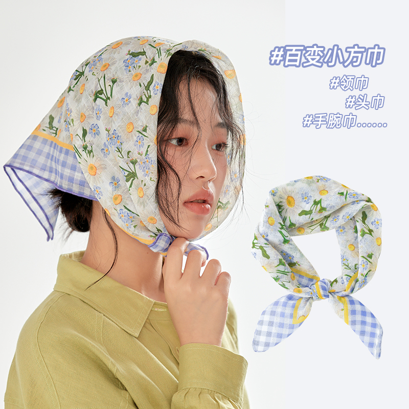 文艺棉麻小方巾丝巾女夏