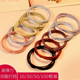 高弹力耐用扎头发头绳2026双拼色发圈橡皮筋女扎头皮套气质黑发绳