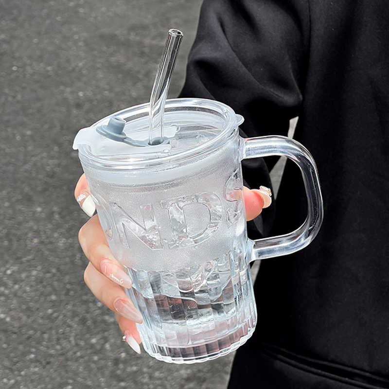 水杯高颜值吸管杯子咖啡杯带盖耐高温玻璃杯2026新款女家用办公室