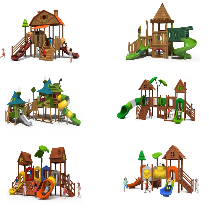 芬兰木槐木滑梯室外攀爬架