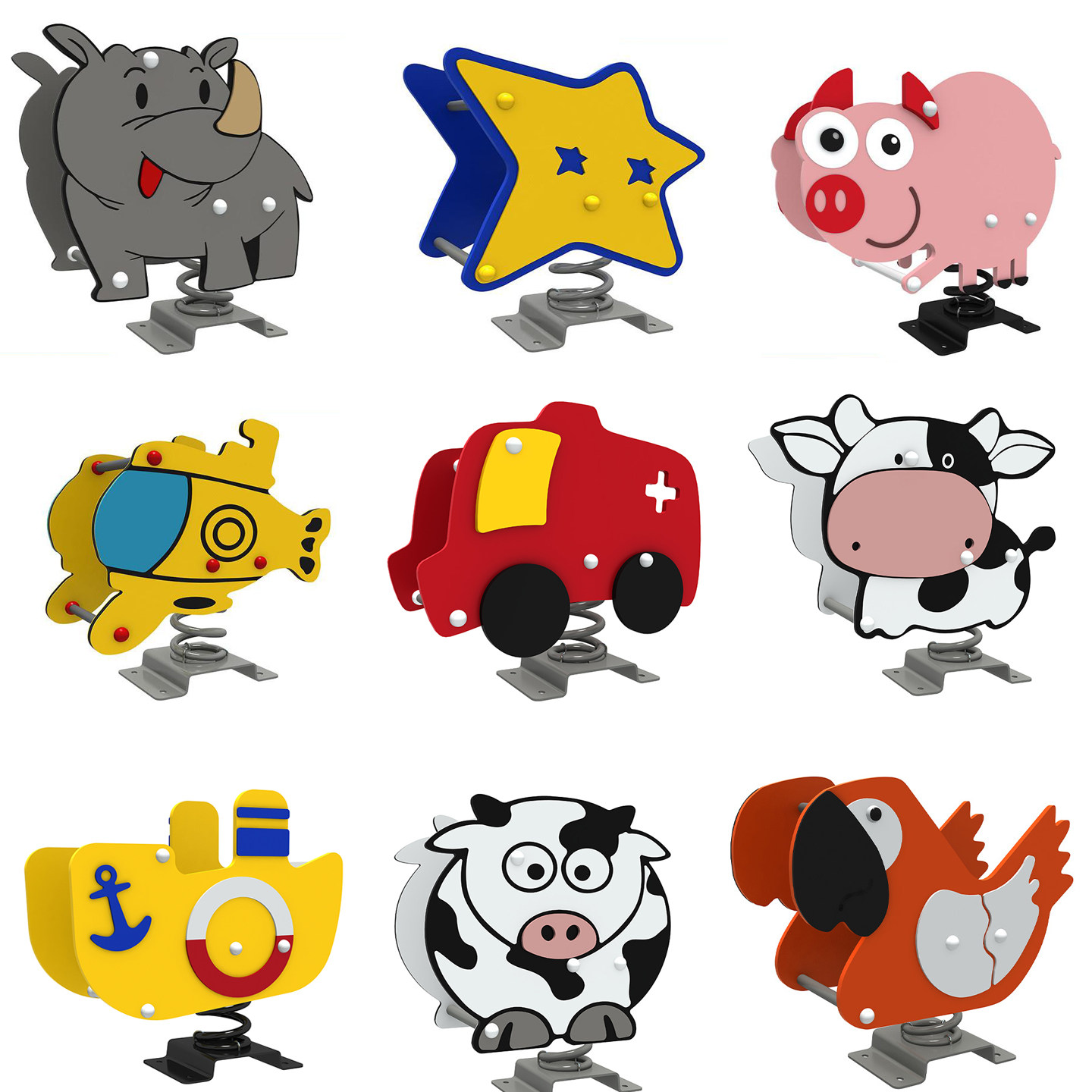 儿童户外弹簧摇摇马公园小区游乐设备幼儿园木马PE板摇摇乐跷跷板