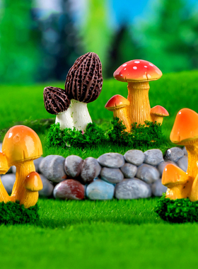 苔藓微景观简约树脂小摆件创意仿真彩蘑菇多肉盆栽园艺造景装饰品