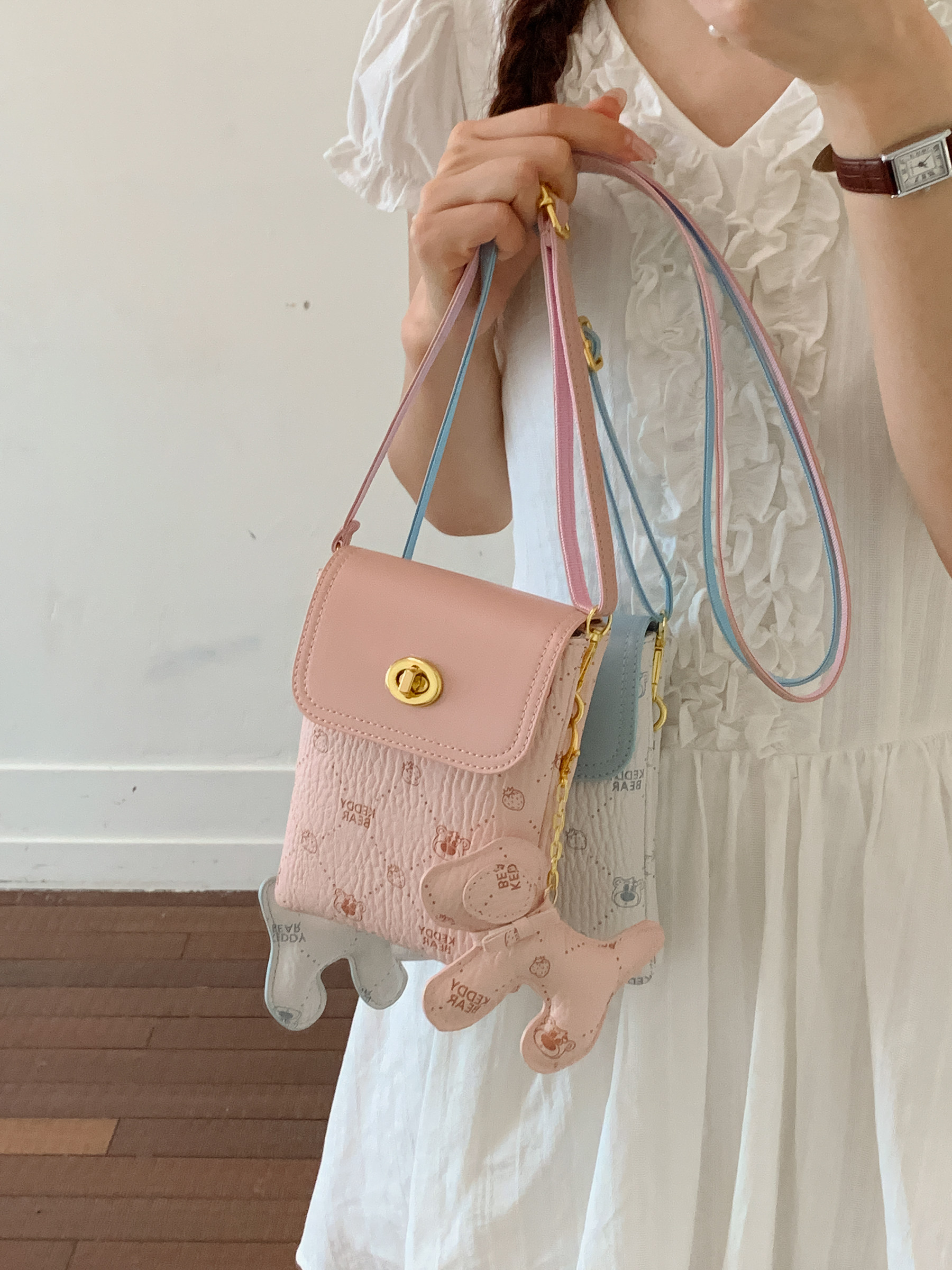 Qadın üçün kiçik çarpaz çanta, telefon üçün ikiqat bölməli mini model