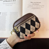 小众手拿拉链菱格零钱包女小巧迷你小包收纳硬币钥匙包卡袋证件包