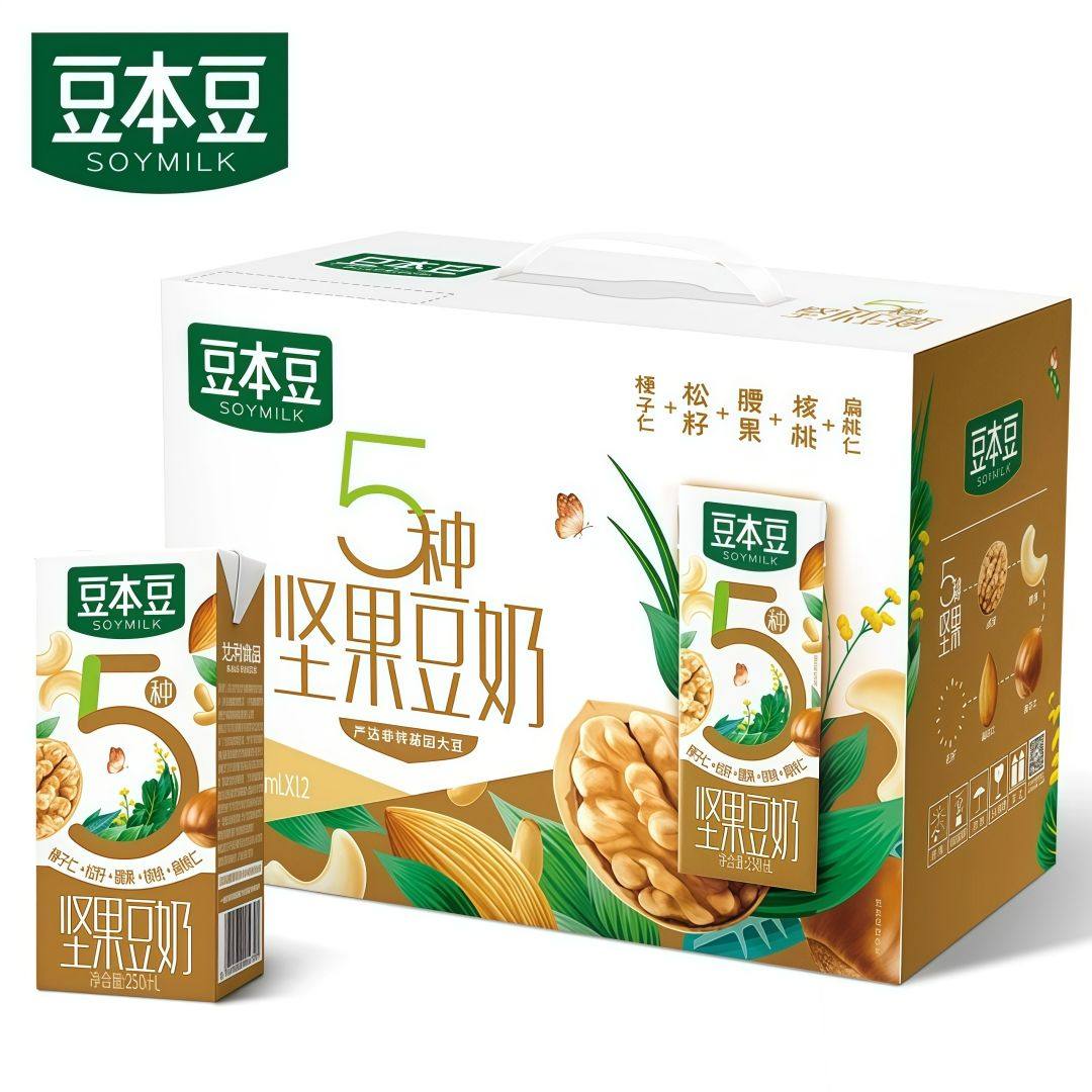 达利园豆本豆坚果豆奶燕麦豆奶饮料250ml*12盒 学生早餐植物蛋白