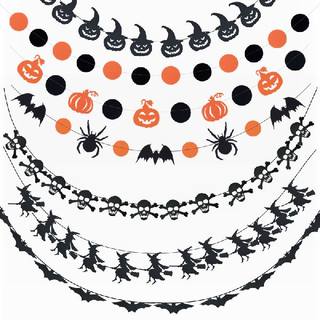 1Set Halloween Hanging Garland Black Orange Pumpkin Bat