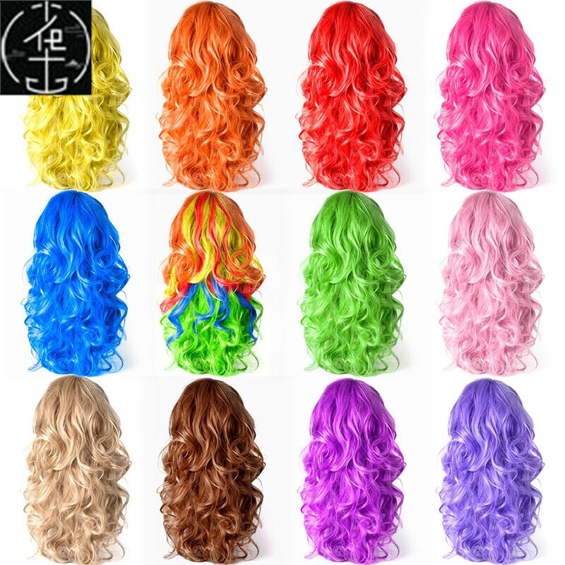 wig cosplay fashion women long straight hair red black blue