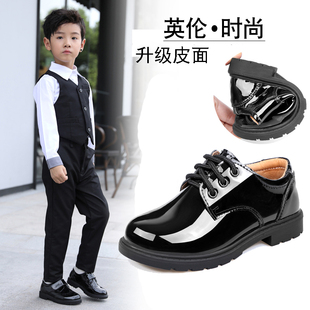 男童黑色皮鞋新款秋春款英伦儿童软底单鞋中大童小学生演出鞋