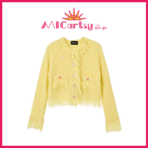 MICartsy锦纶单排扣圆领开衫