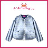 MICartsy王紫珊TO GO配饰车系列新款 手工钉珠笑脸蓝白外套