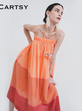 MICartsy王紫珊春夏新款拼布吊带娃娃裙连衣裙女时尚BRBR026