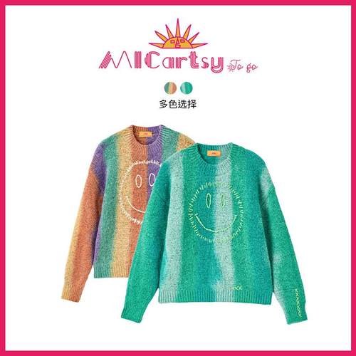 MICartsy休闲圆领手工穿绳针织衫