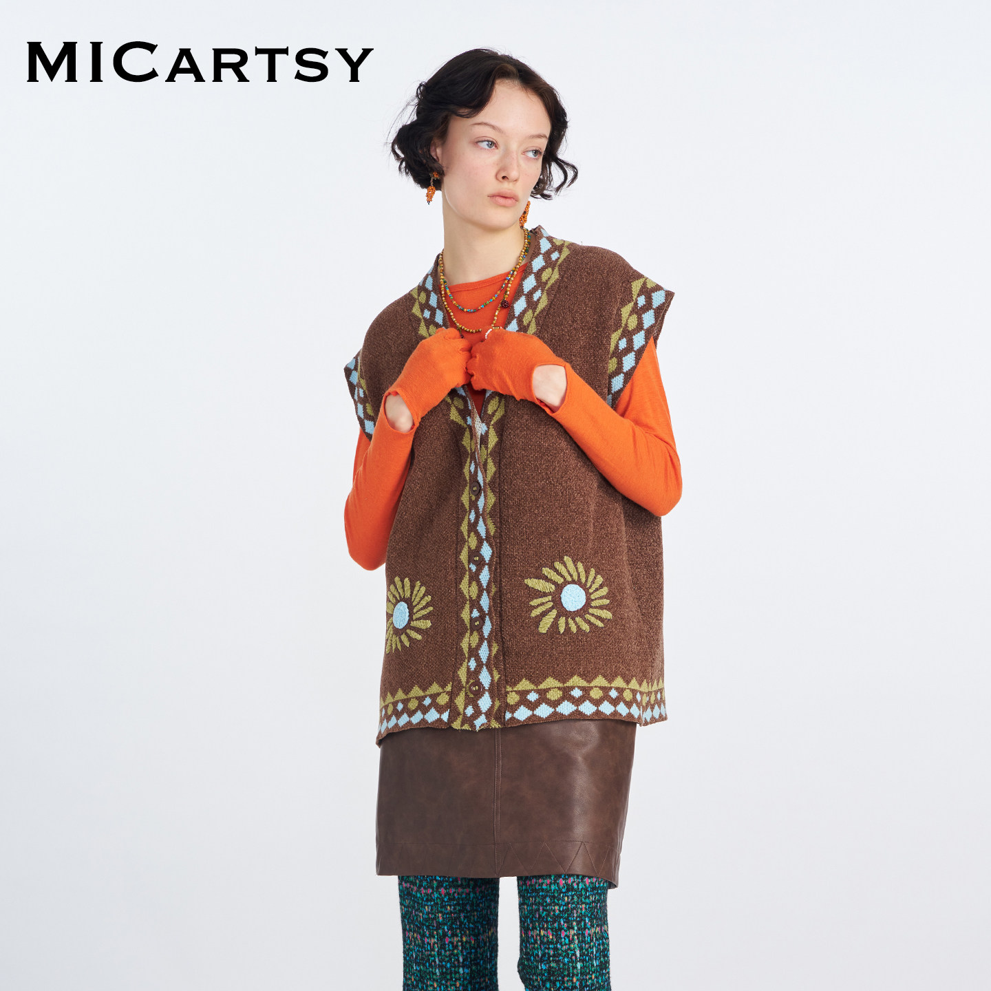 MICartsy,拼色,针织,马甲