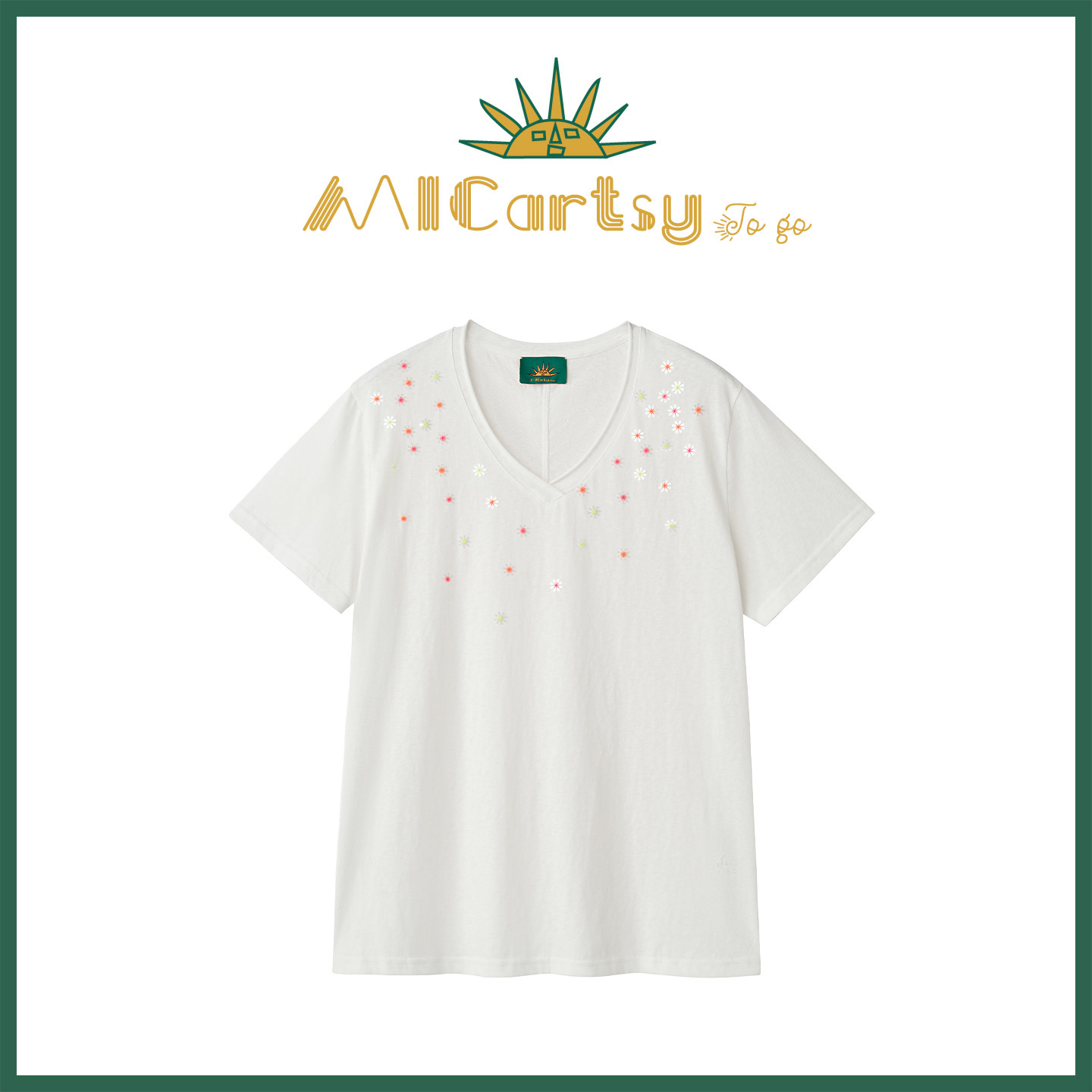 MICartsy配饰车togo系列手工钉珠荧光撞色线花片短袖T恤