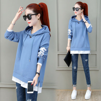 春秋季韩版宽松连帽卫衣休闲上衣服女ins