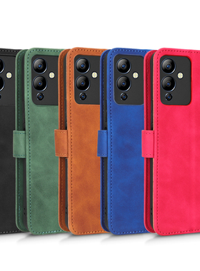 适用于传音Infinix Hot12i肤感小牛纹皮套手机壳翻盖插卡保护套男