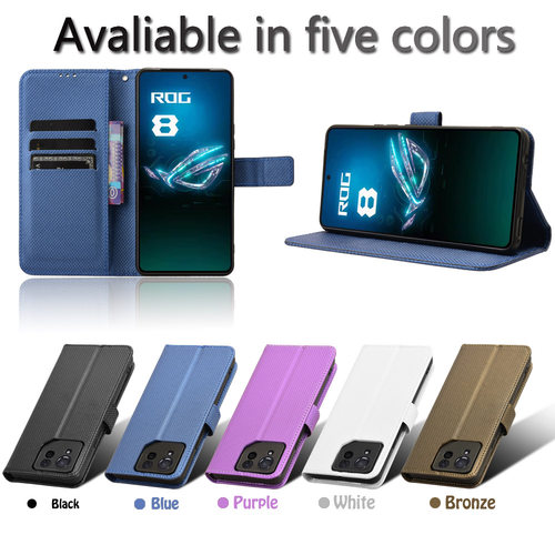 适用于华硕Rog Phone8 Pro钻石纹皮套手机壳插卡防摔保护套翻盖式