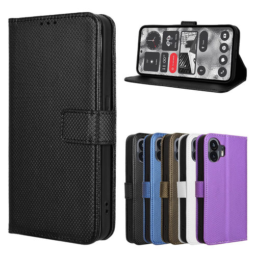 适用于Nothing Phone2钻石纹皮套手机壳插卡保护套防摔商务软壳男