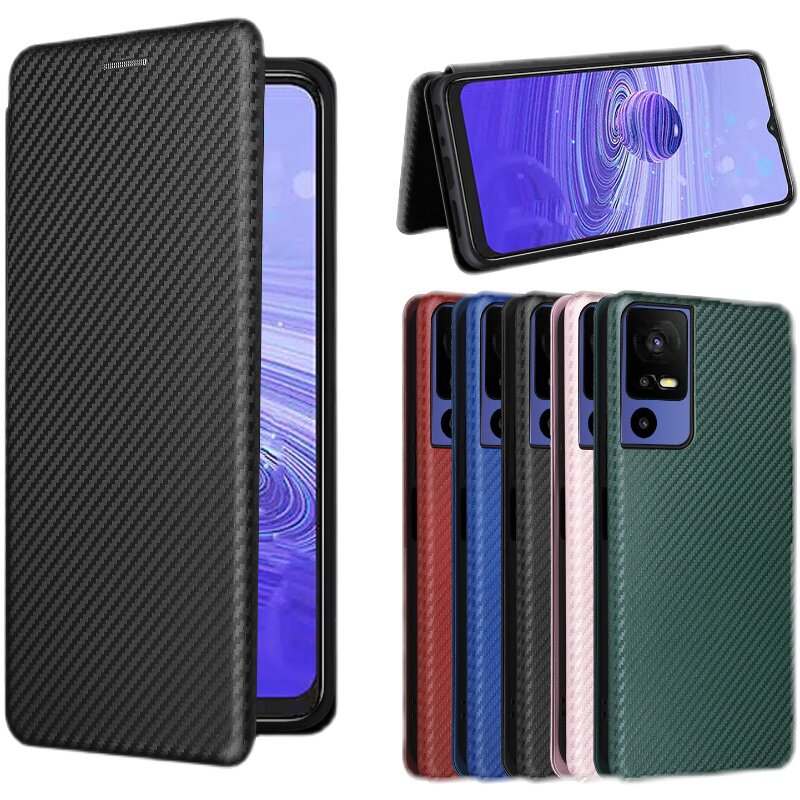 适用于tcl 40se磁扣碳纤维纹翻盖手机壳插卡保护套男女商务壳防摔