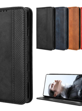 适用于中兴红魔11 Pro，nubia RedMagic 11 Pro+磁扣复古纹皮套手机壳插卡防摔保护套翻盖式商务男女素皮