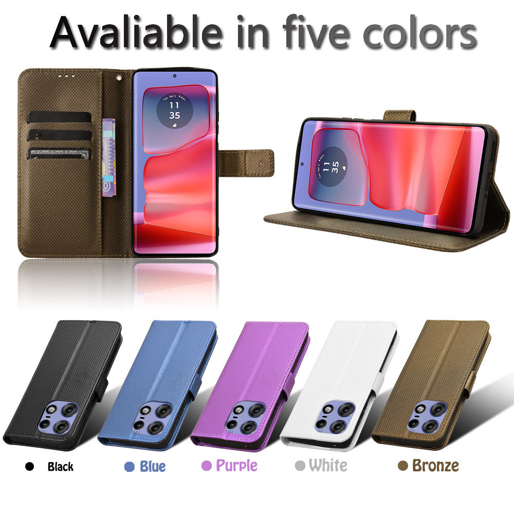 适用于MOTO Edge50 Pro 5G钻石纹皮套手机壳插卡防摔保护套翻盖式男女外壳商务