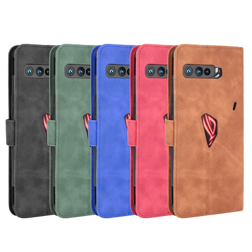 适用于华硕ROG Phone3 ZS661KS肤感小牛纹皮套手机壳翻盖式插卡套