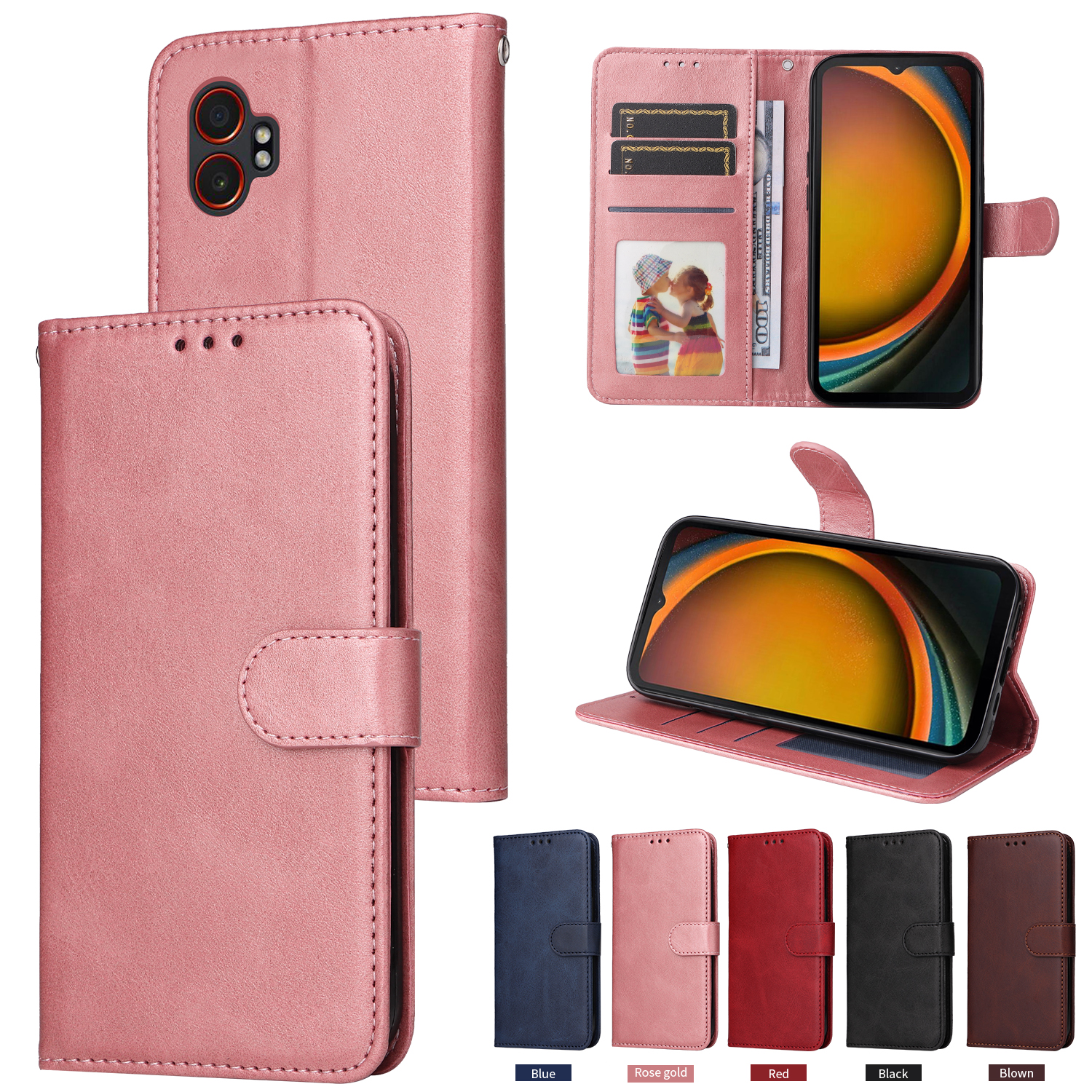 适用于三星Galaxy XCover7 Pro经典小牛纹皮套手机壳插卡防摔保护套翻盖式商务男女外壳素皮